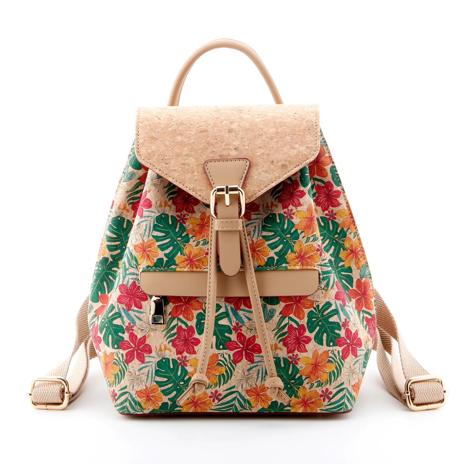 Künstlerischer Rucksack aus Kork mit Vintage-Struktur und zwei Schultergurten